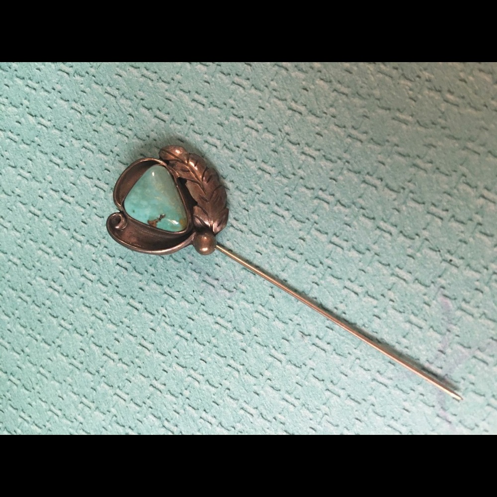 Beautiful Vintage Navajo Sterling Green Turquoise